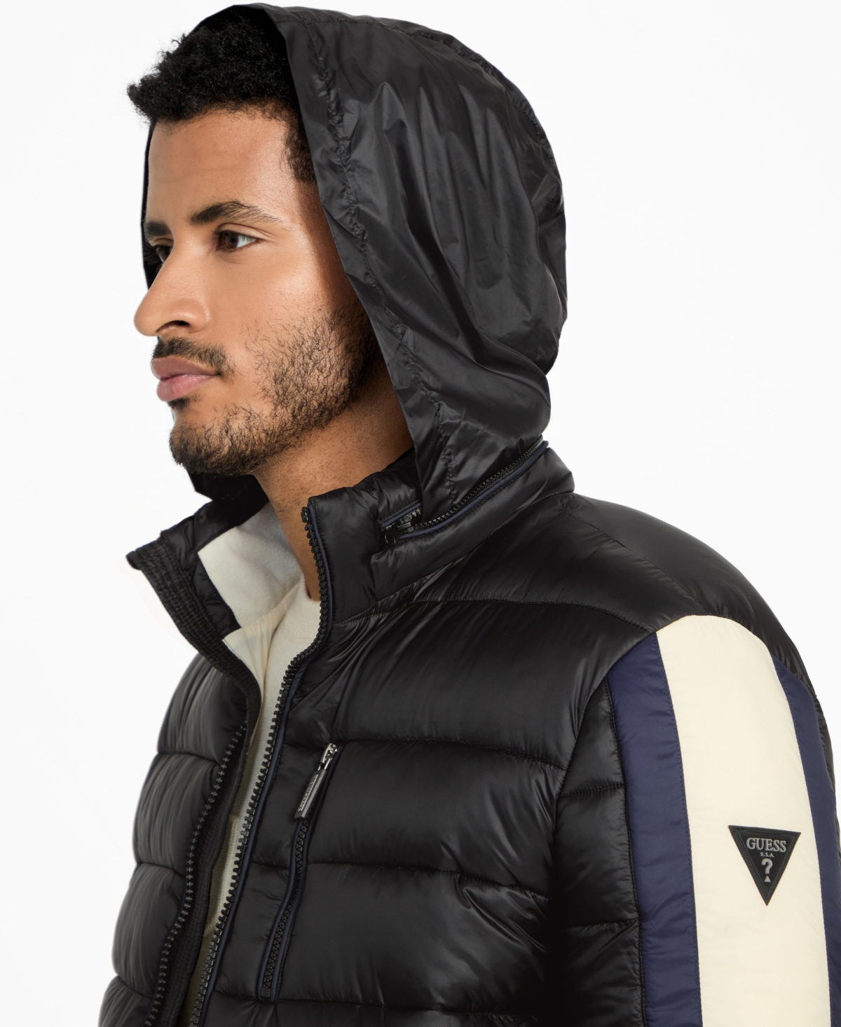 Guess Men's Color-Block Puffer Regular-Fit Jacket