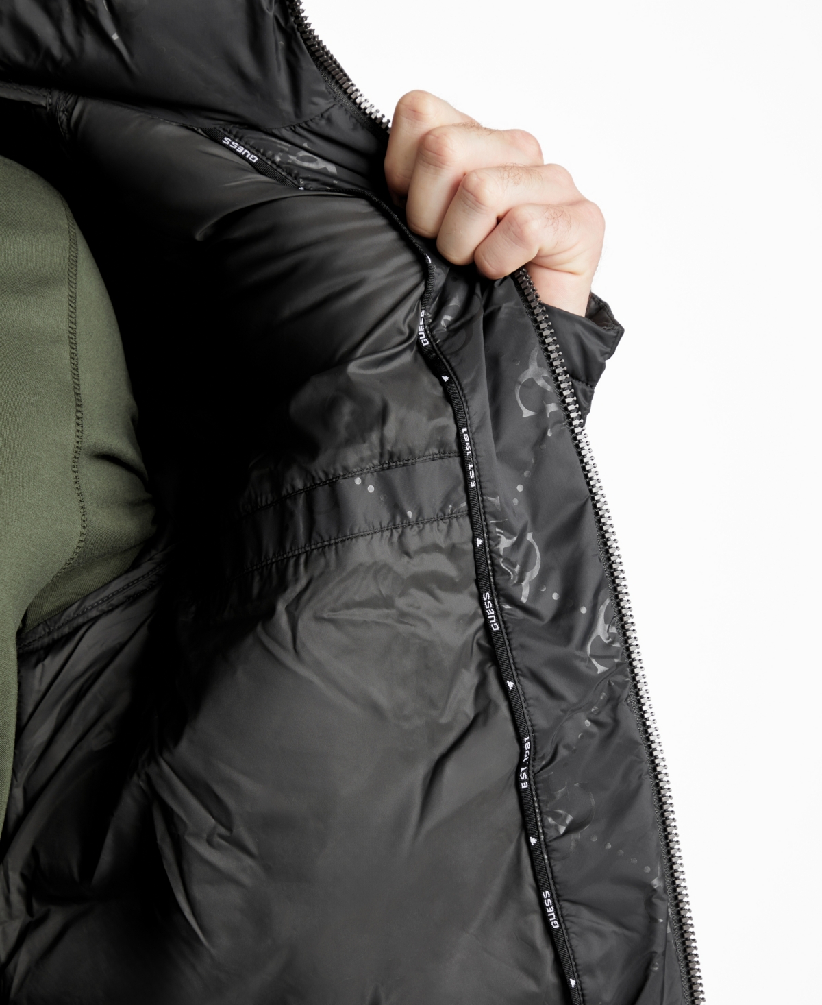 Guess Men's Adam Puffer Jacket with Removable Hood