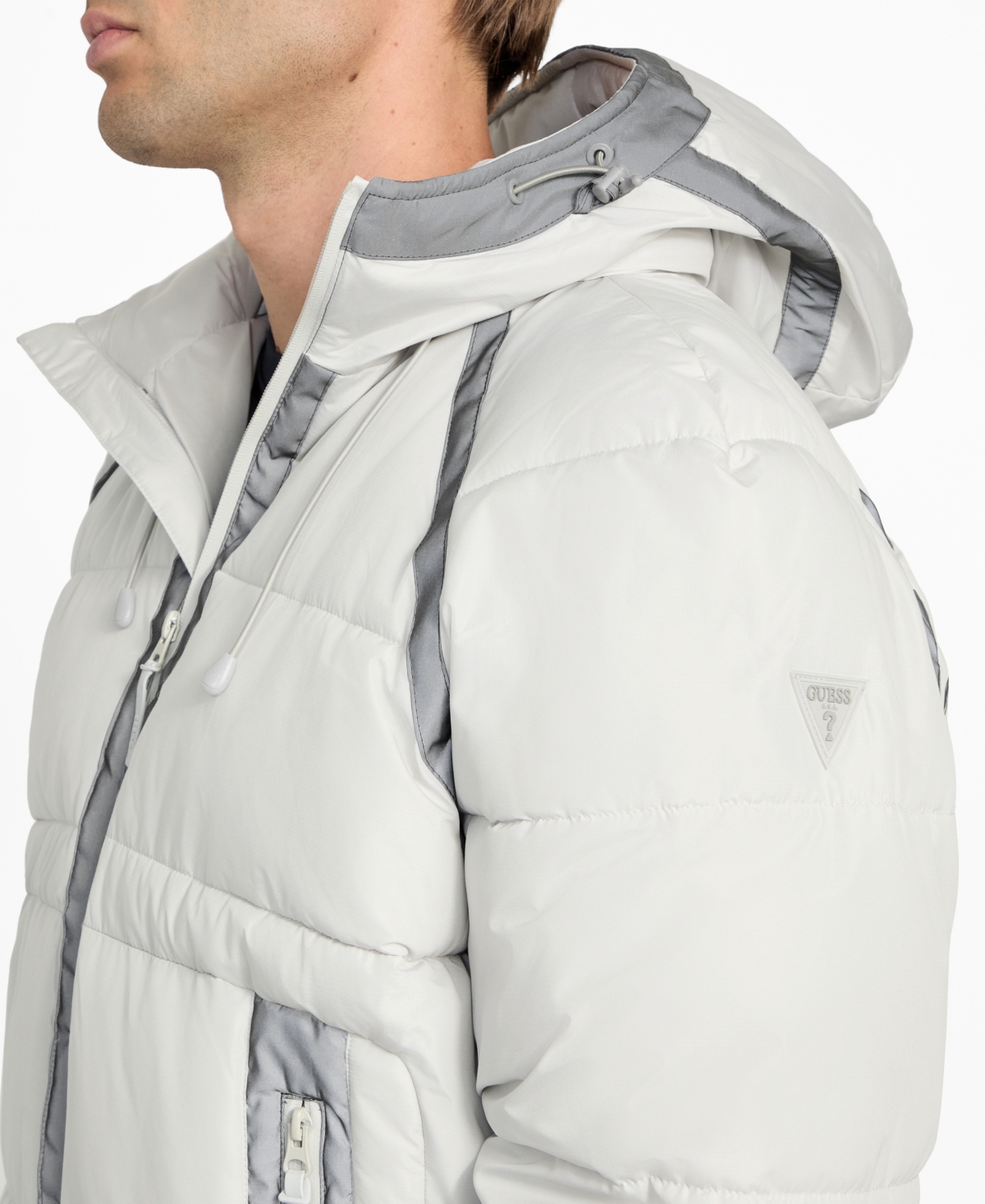 Guess Men's Hooded Ripstop Puffer Jacket In Multi
