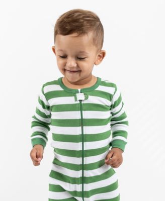 Baby Footed Cotton Striped Holiday Pajamas