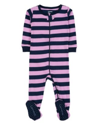 Baby Footed Cotton Striped Holiday Pajamas