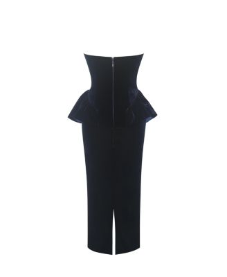 Women Pascha Black Lace Appliqu&eacute; Strapless Peplum Maxi Dress