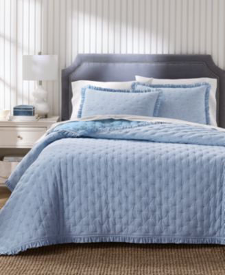 Ruffle Pinstripe 3-Pc. Quilt Set, Full/Queen, Macy's Exclusive