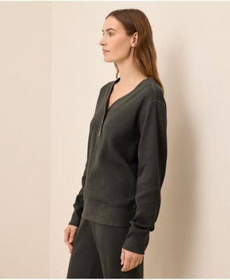 Women's Thermal Waffle Henley Pullover