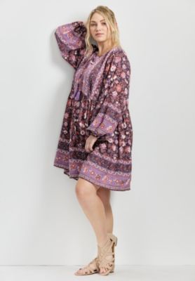 Women's Plus Size Livvy Boho Border Print Mini Dress