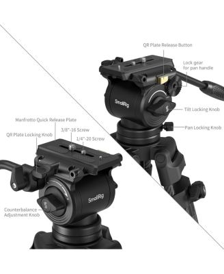 AD14 3-Section Heavy-Duty Carbon Fiber Tripod with Fluid Head, Black