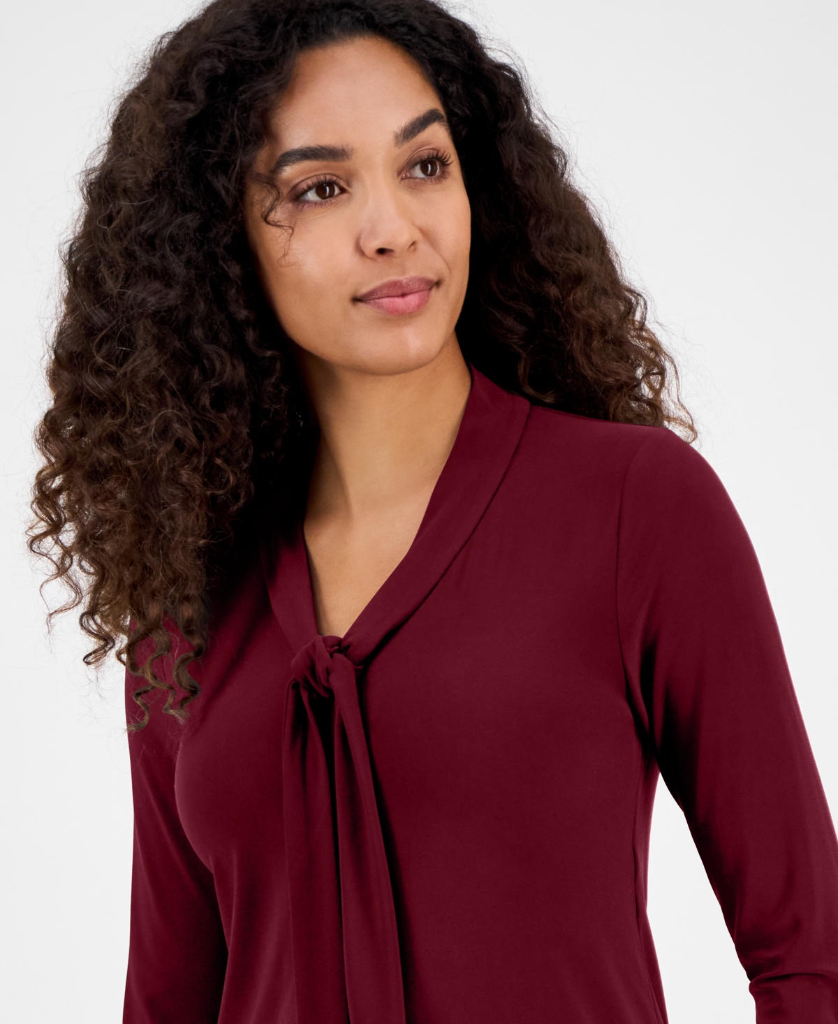 Kasper Women's Tie-neck 3/4-sleeve Top In Multi