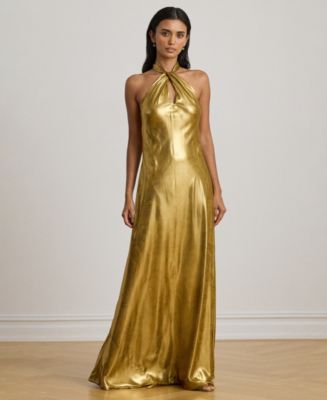 black satin halter dress mini Hydri Satin Halterneck Mini Dress in Black main image 1
