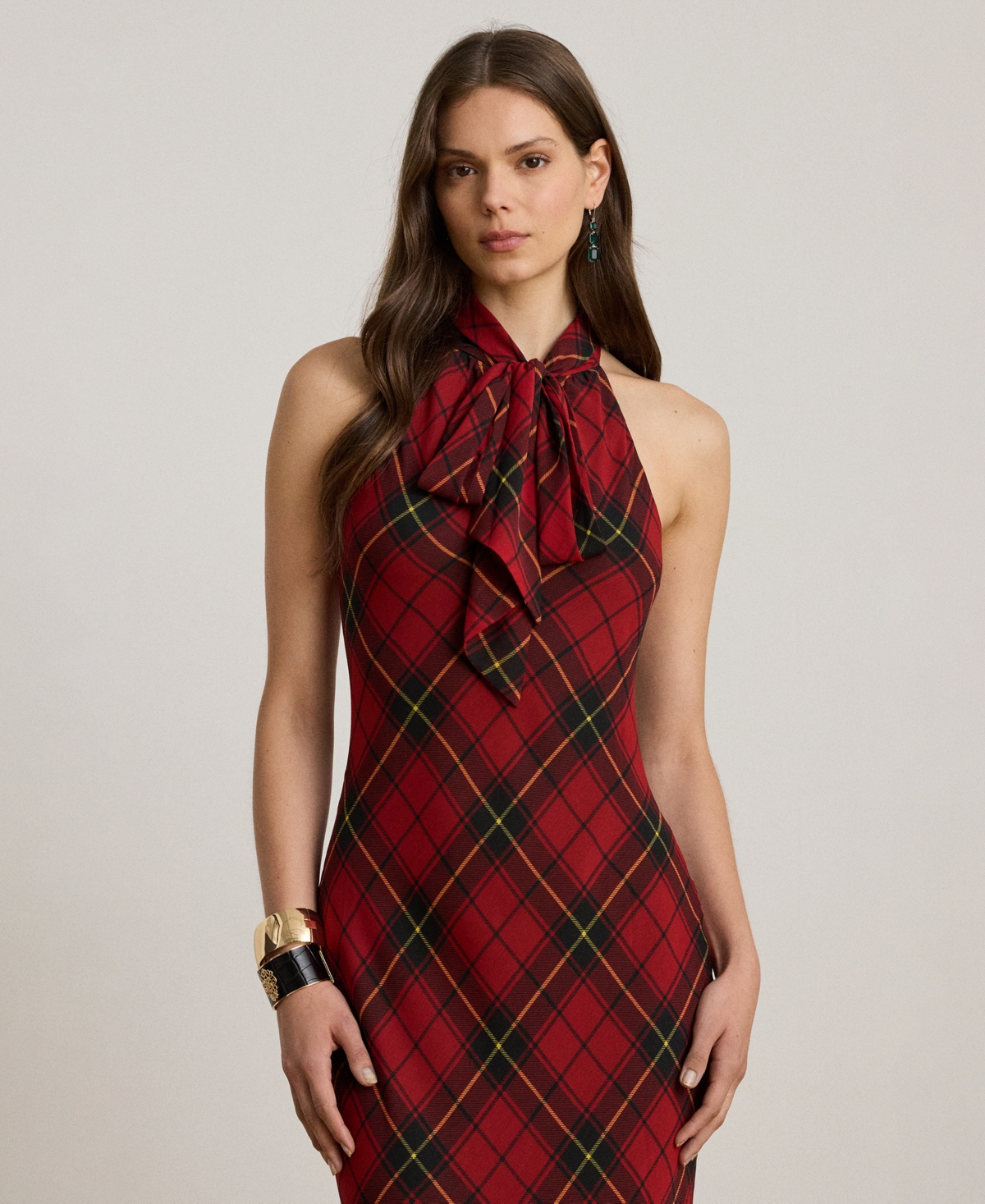 Ralph Lauren Women's Plaid Tiered Maxi Dress In Red