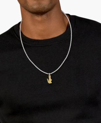Men's Arthor Silver-Tone Stainless Steel with Yellow Gold Crocodile Necklace