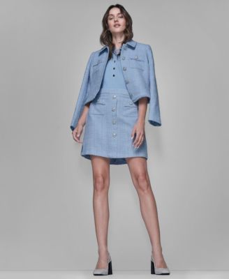 Women's Five-Button Cropped Tweed Jacket