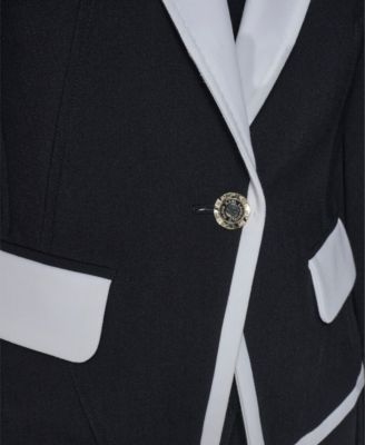 Women's Contrast Cropped Lapel Collar Jacket