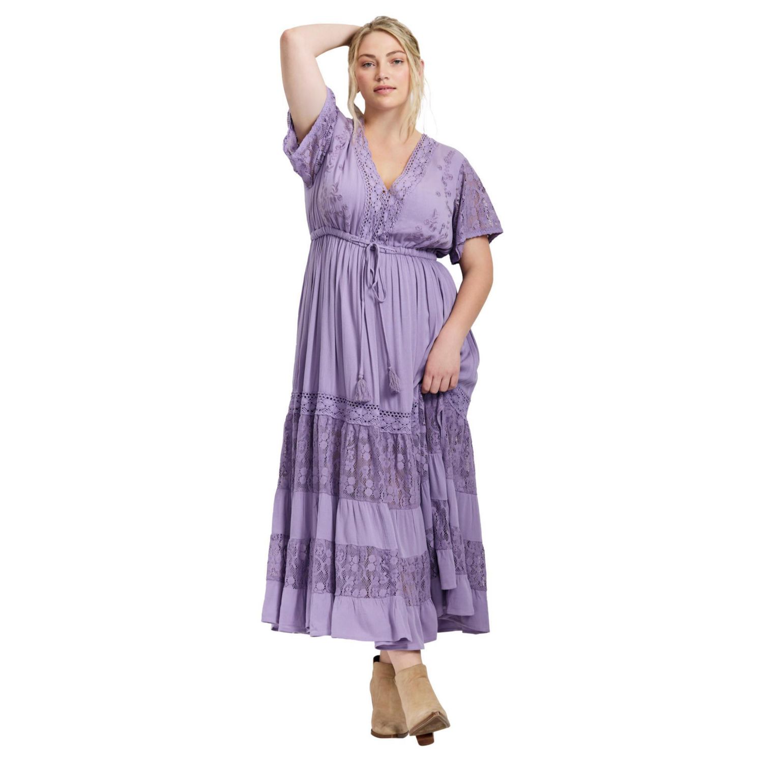 Women's Plus Size Raven Lace Maxi Dress