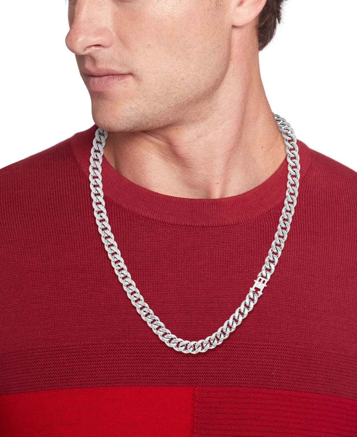 Tommy Hilfiger Men's Silver-tone Stainless Steel Link Chain Necklace