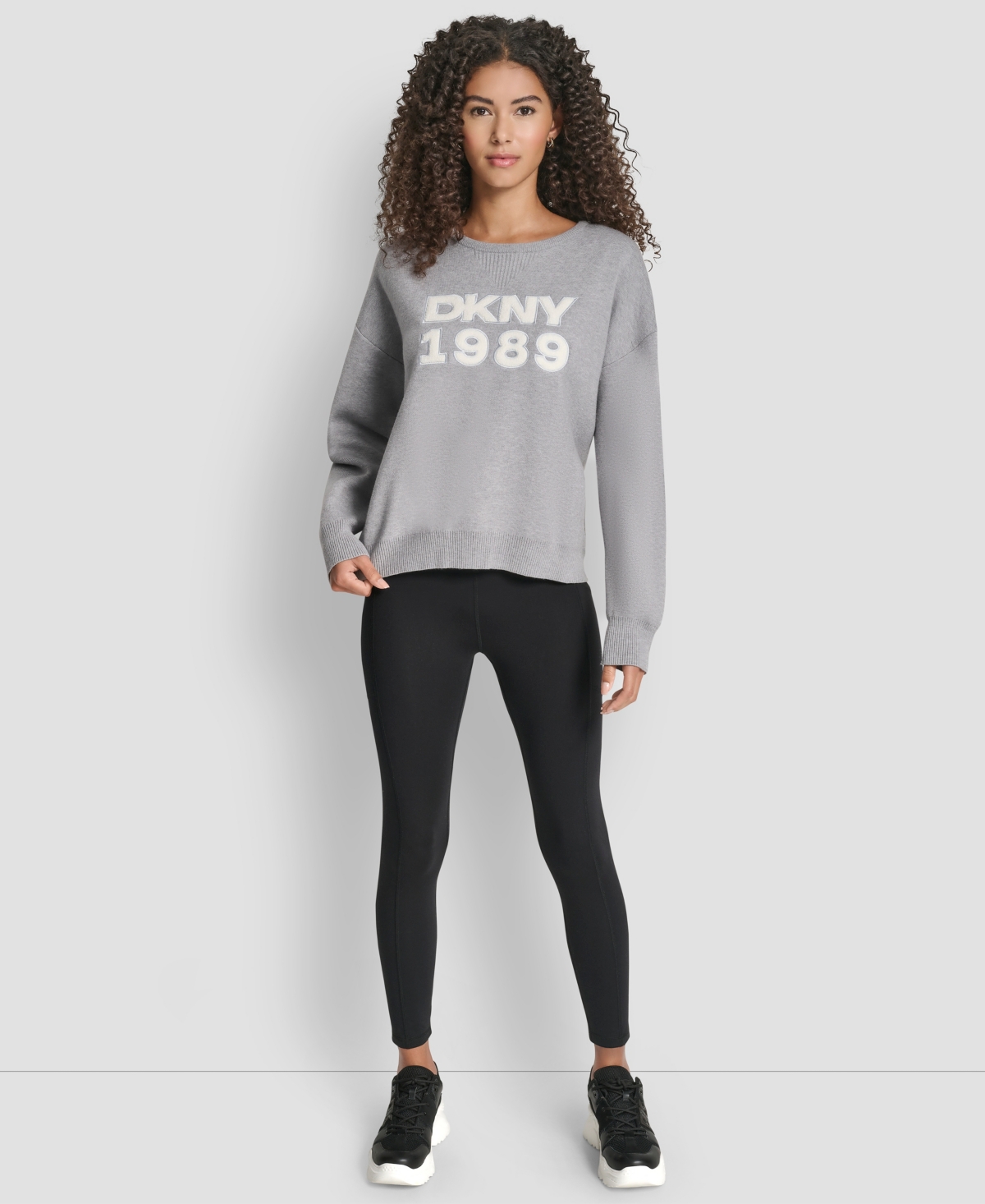 Dkny Women's Textured Logo Crewneck Sweater