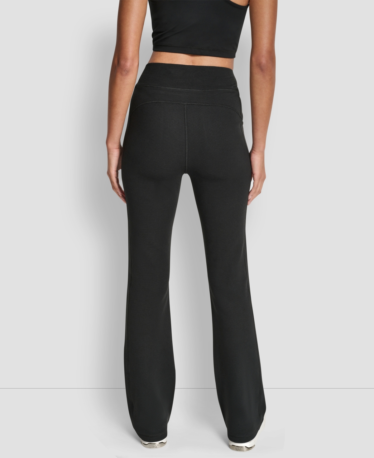 Dkny Women's Thermal High Waist Flare Pants In Black