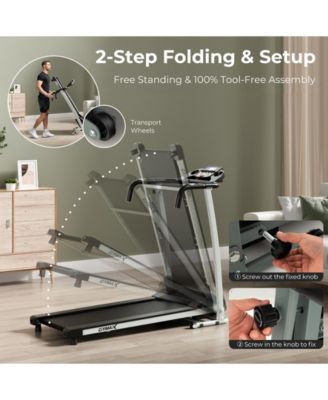 Folding Treadmill with 12 Preset Programs and LCD Display-Black