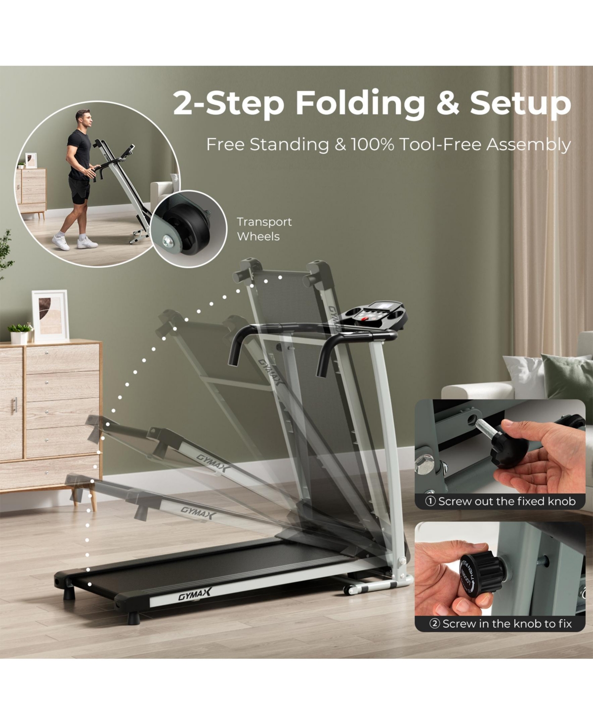 Sugift Folding Treadmill with 12 Preset Programs and Lcd Display-Black