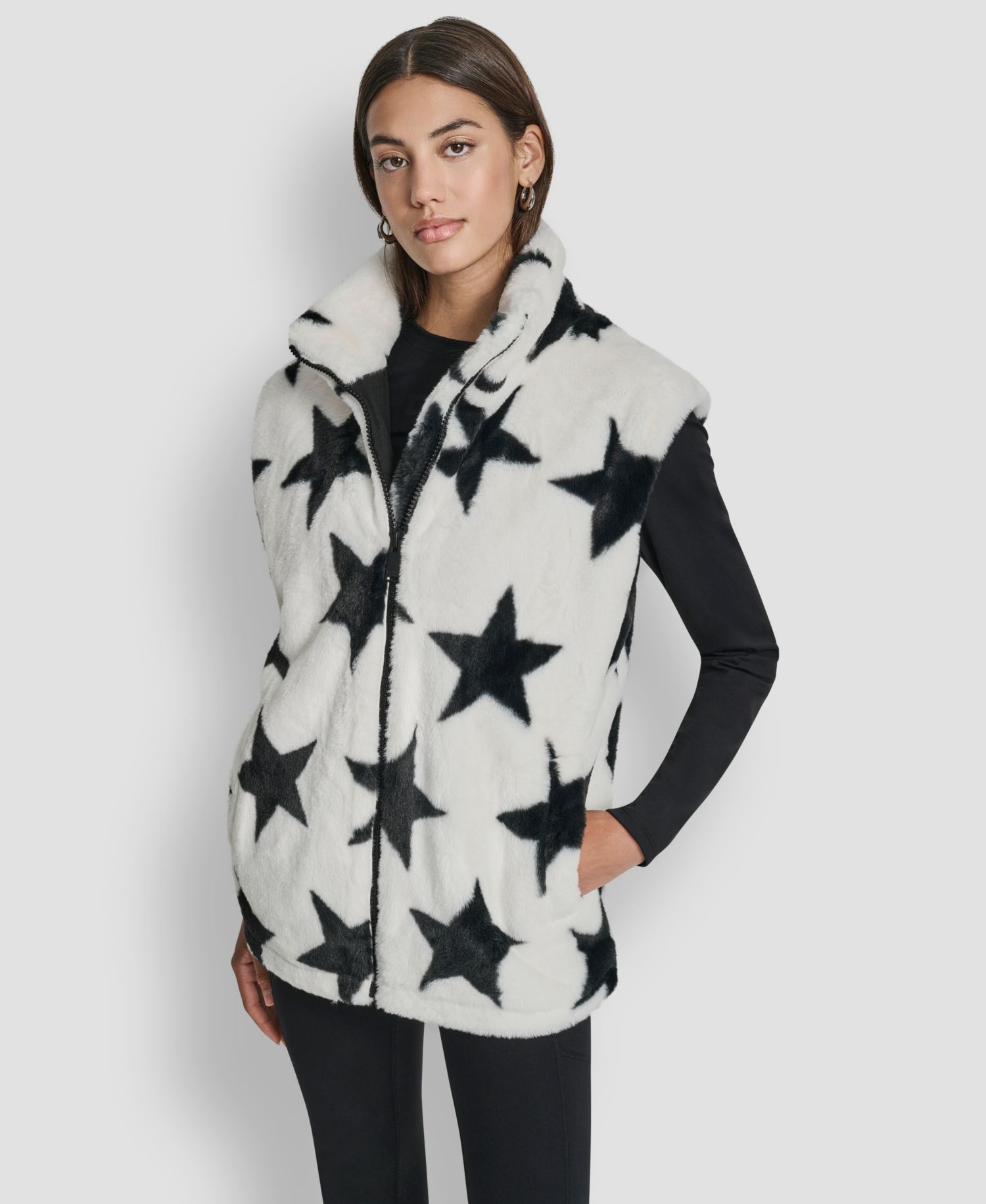 Women's Star Print Faux Fur Vest