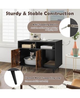 Cat Litter Box Enclosure with Storage Compartments and Pet Scratcher