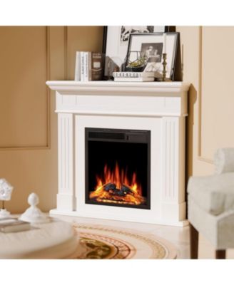 Corner Electric Fireplace with Mantel, TV Stand Electric Fireplace Heater with Remote Control for Living Room, Bedroom