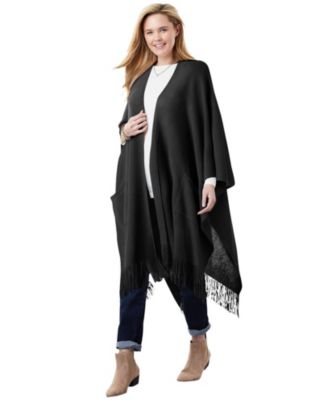 Plus Size Fringed Cape