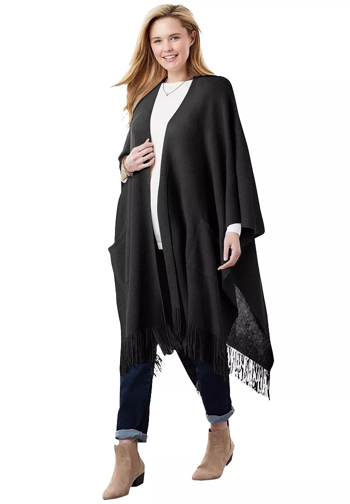 Women's Within Fringed Cape Sweater - thumbnail 7