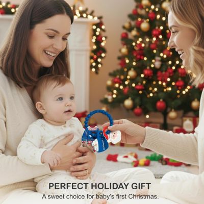 Silicone Christmas Teether Ring Toy for Baby, BPA Free Soothing Teething Relief Toy for Infant & Toddlers 0-18 Months