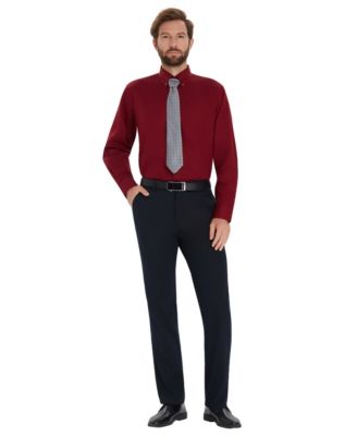 Men's Pinpoint Button Front Solid Dress Shirt, Macy's Exclusive