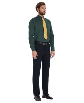 Men's Pinpoint Button Front Solid Dress Shirt