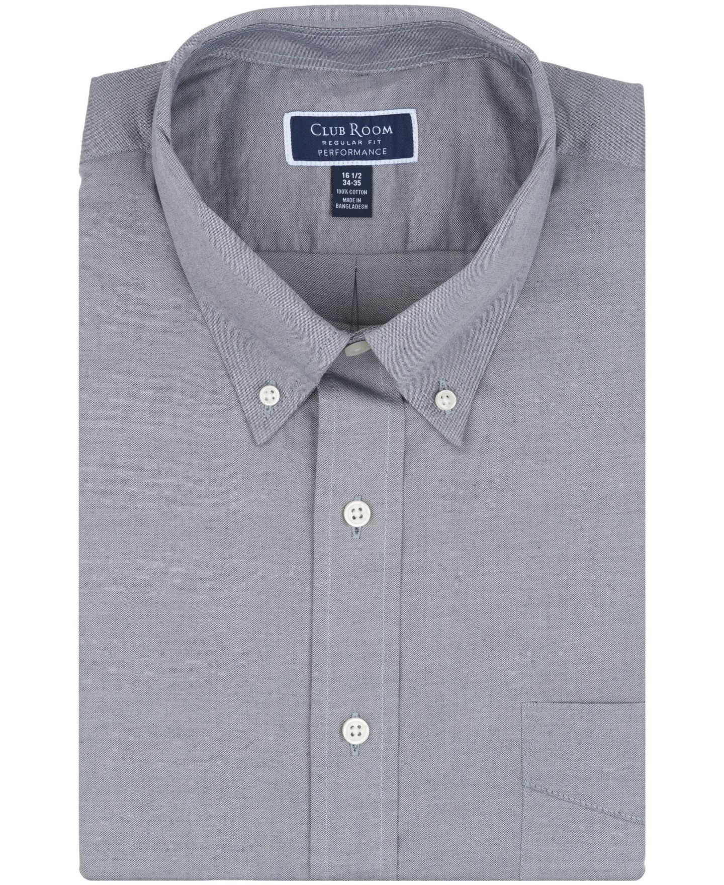 Мужская рубашка Club Room Pinpoint Button Front Solid Dress Shirt, цвет: Серый — фото 7