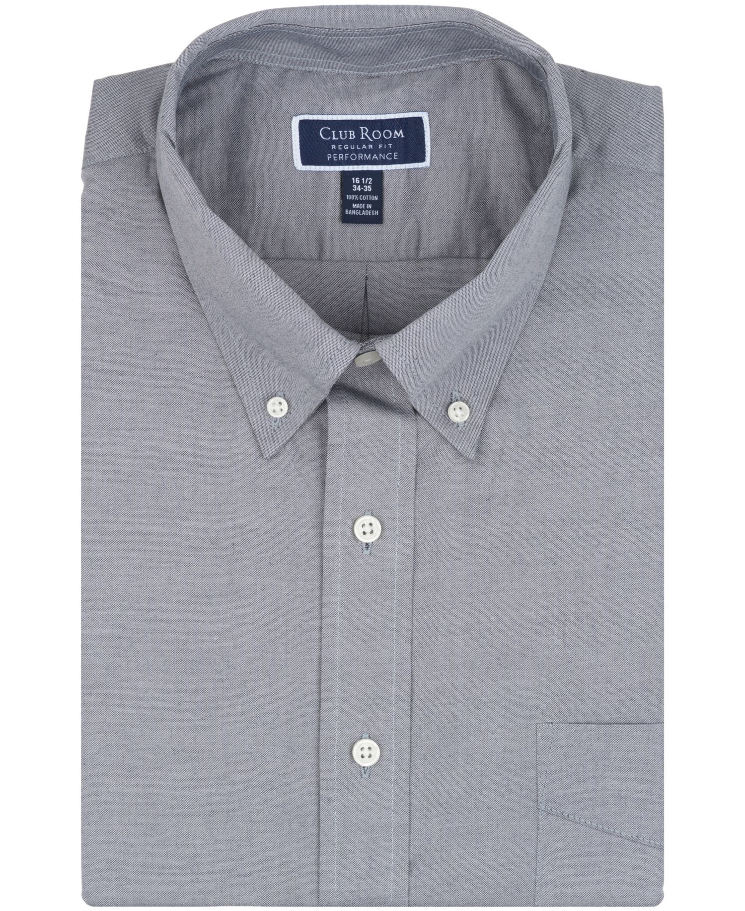 Men's Pinpoint Button Front Solid Dress Shirt