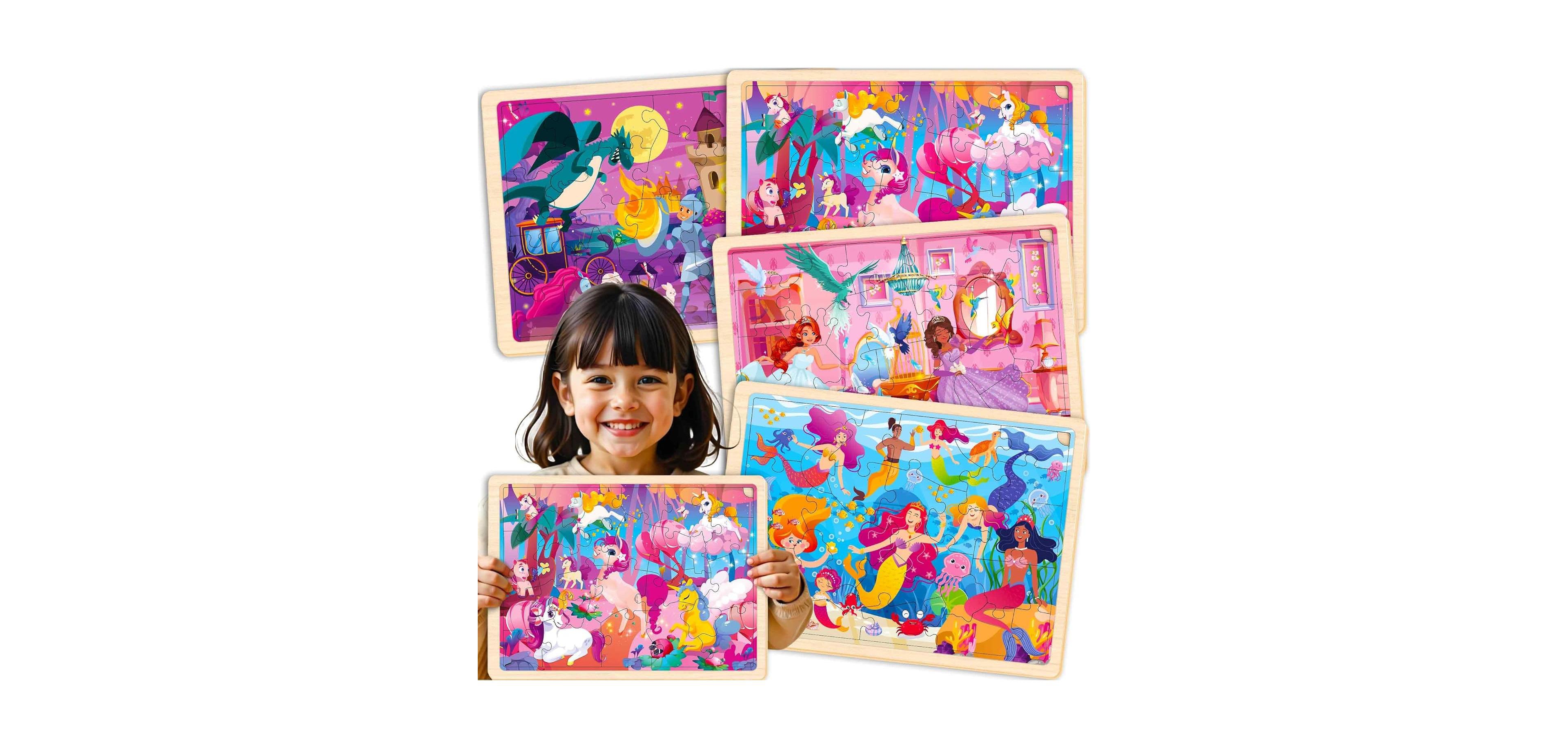 Quokka 4SET 24 Pcs Wooden Puzzles for Kids Ages 4-6