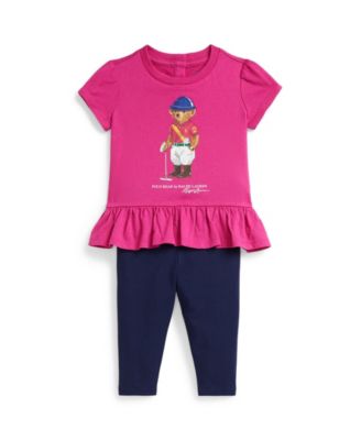 Polo Ralph Lauren - Baby Girls 2-Piece Polo Bear Top and Leggings Set