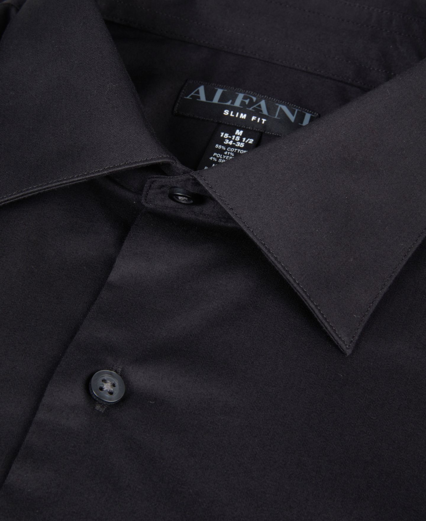 Мужская рубашка Alfani Solid Slim-Fit Dress Shirt, цвет: Чёрный — фото 7