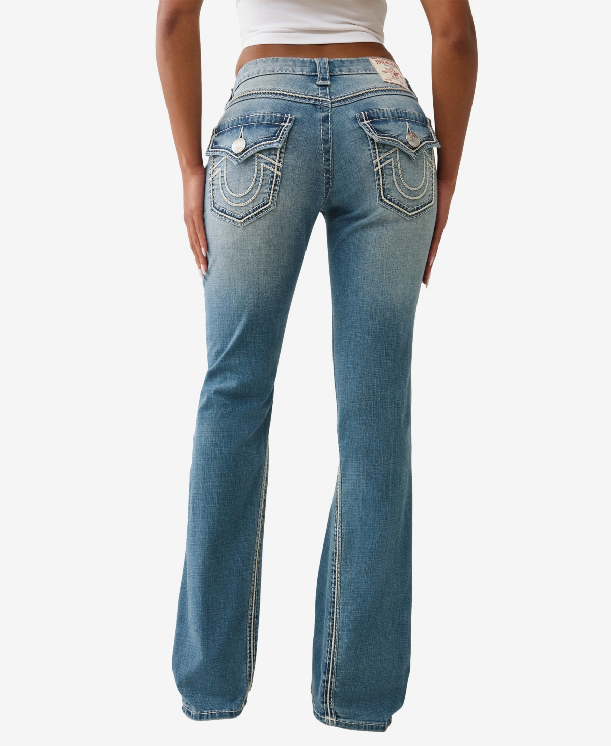 True Religion Women's Joey Mid Rise Big T Rope Ultra Flare Jeans In Blue