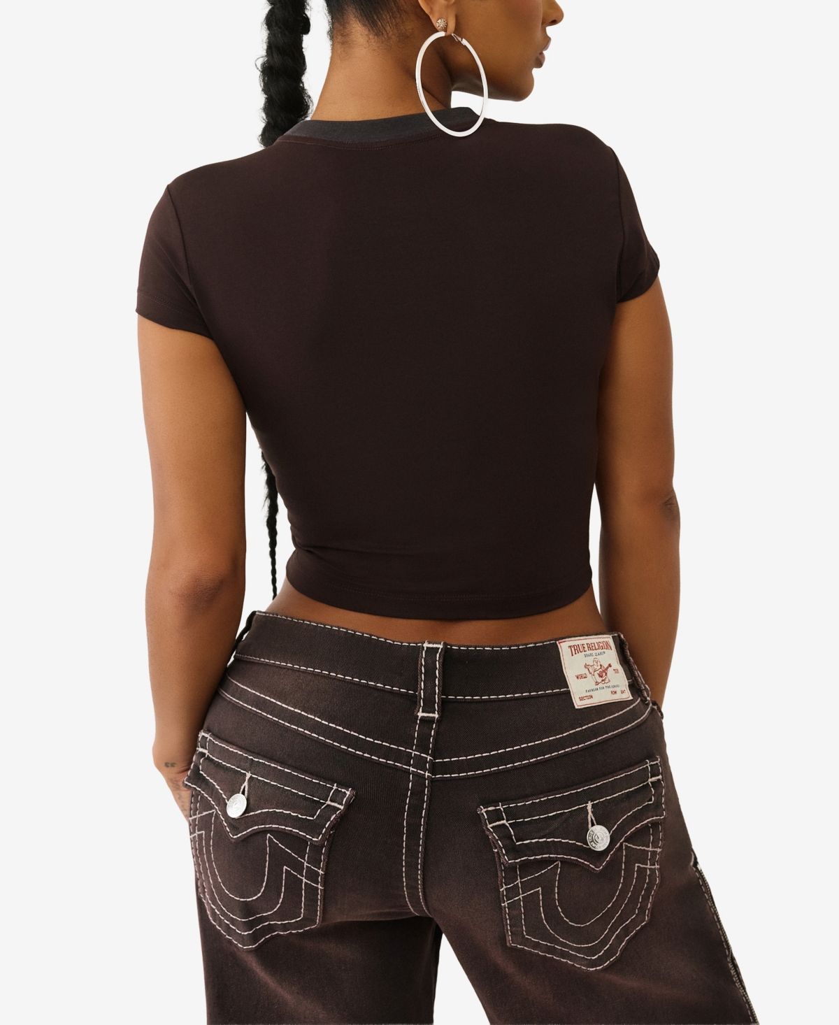 True Religion Women's Cap Sleeve Baddie Baby T-shirt In Brown