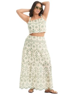 Women's June + Vie Cropped Eyelet Top