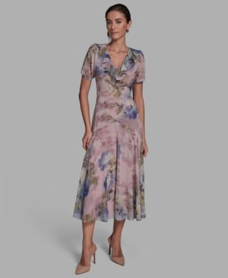 BCBG - Women's V-Neck Midi Shift Dress