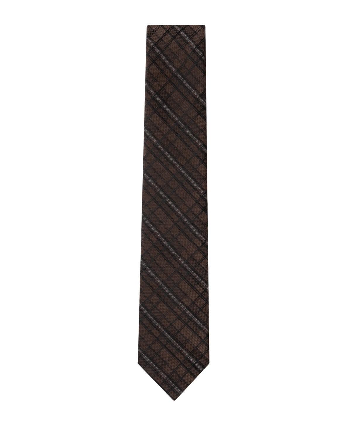 Calvin Klein Men's Addison Plaid Tie In Brown