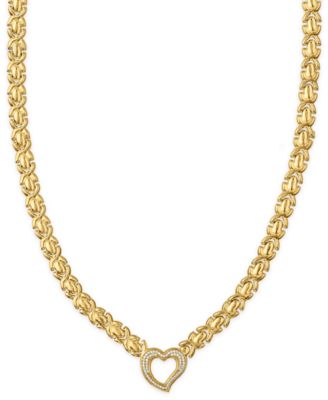 Macy's - Diamond Open Heart Necklace (1/3 ct. t.w.) in 14K Gold Over Sterling Silver