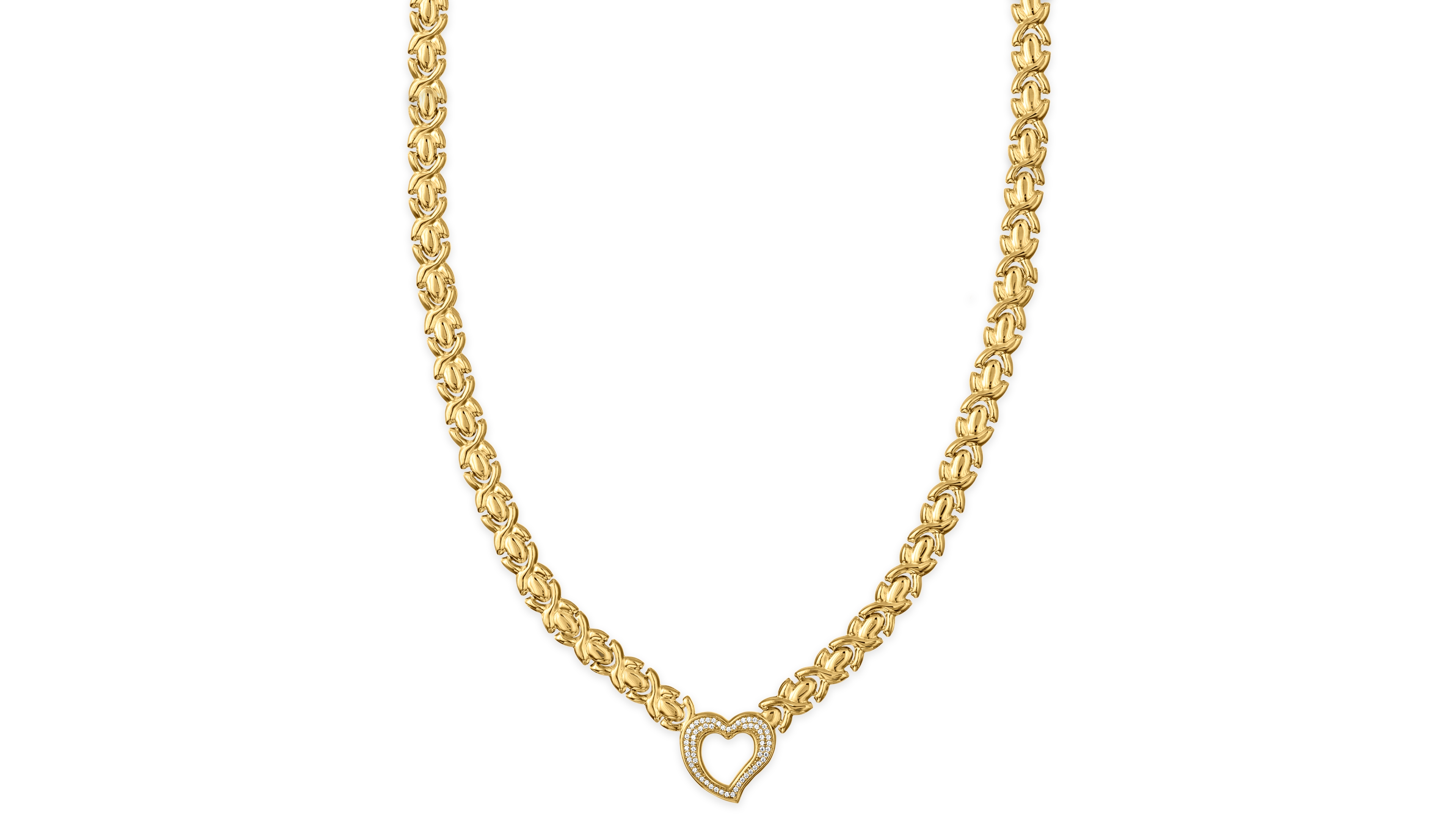 Macy's Diamond Open Heart Necklace (1/3 ct. t.w.) in 14k Gold Over Sterling Silver