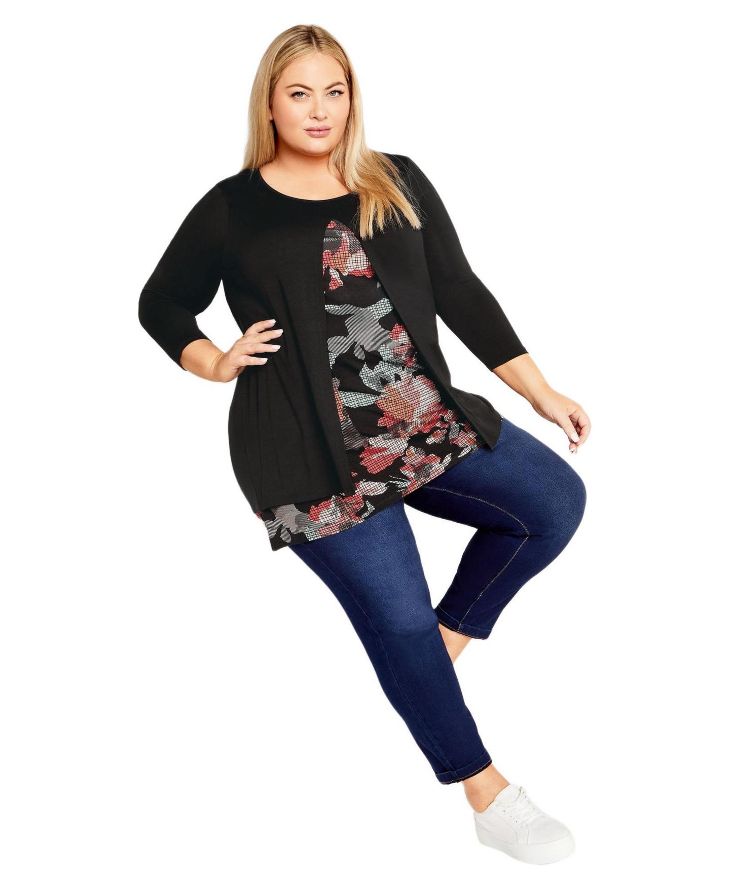 Женский топ Avenue Plus Size Alex Tunic Top, цвет: Теневой с принтом — фото 2