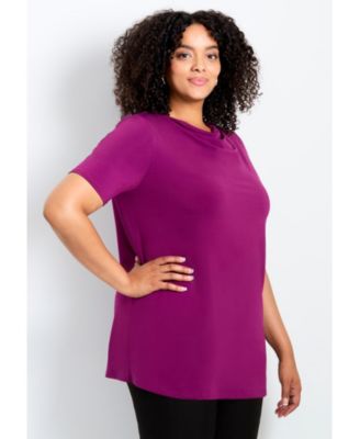 Women's Cowl Neck Short Sleeve Top