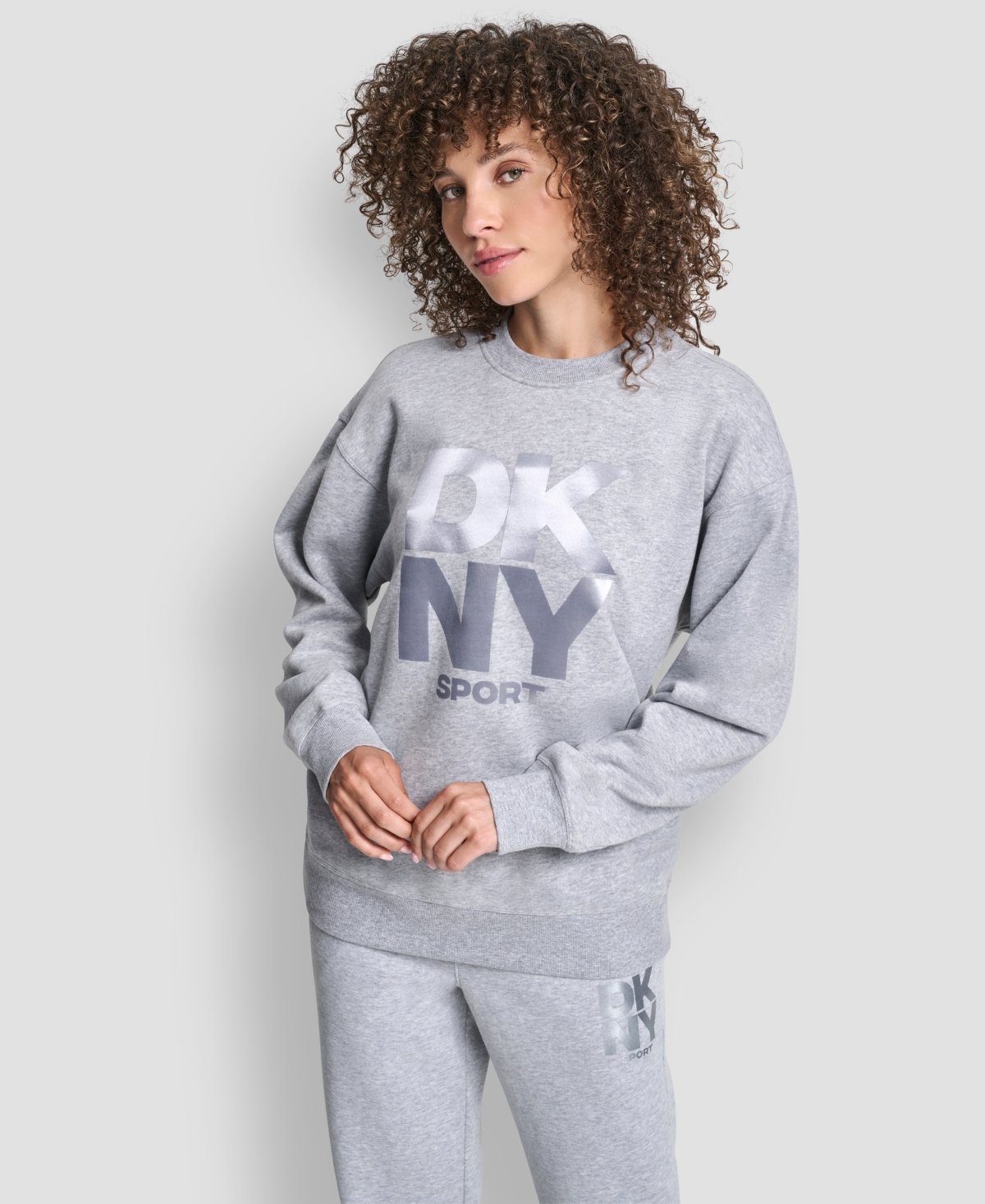 Dkny Women's Transfer Logo Crew Neck Sweatshirt In Gray