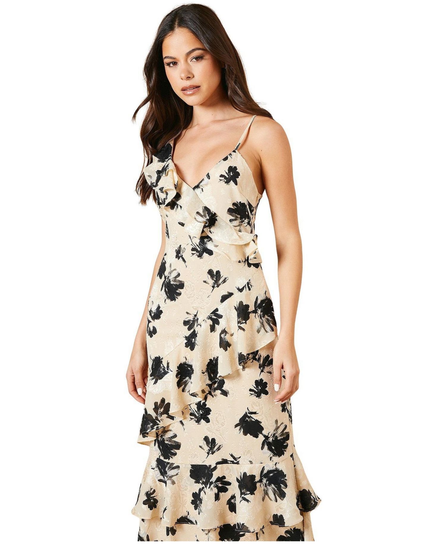 Women's Asymmetric Tiered Midi Dress