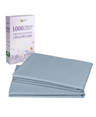 Luxury 1000 Thread Count Standard / Queen Pillow Cases Set of 2 Cotton - 100% Cotton Sateen,Crisp and Cooling Pillow Cases