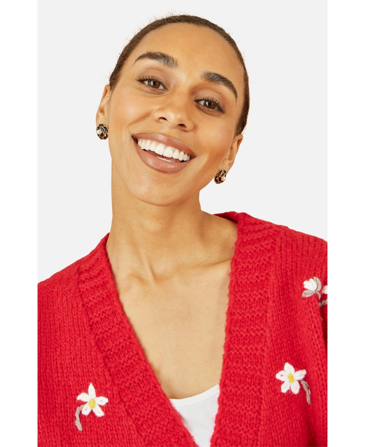 Yumi Women's Hand Embroidered Chunky Knitted Cardigan