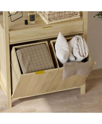 Bathroom Cabinet with Flip Storage and 3-Shelves and Drawer