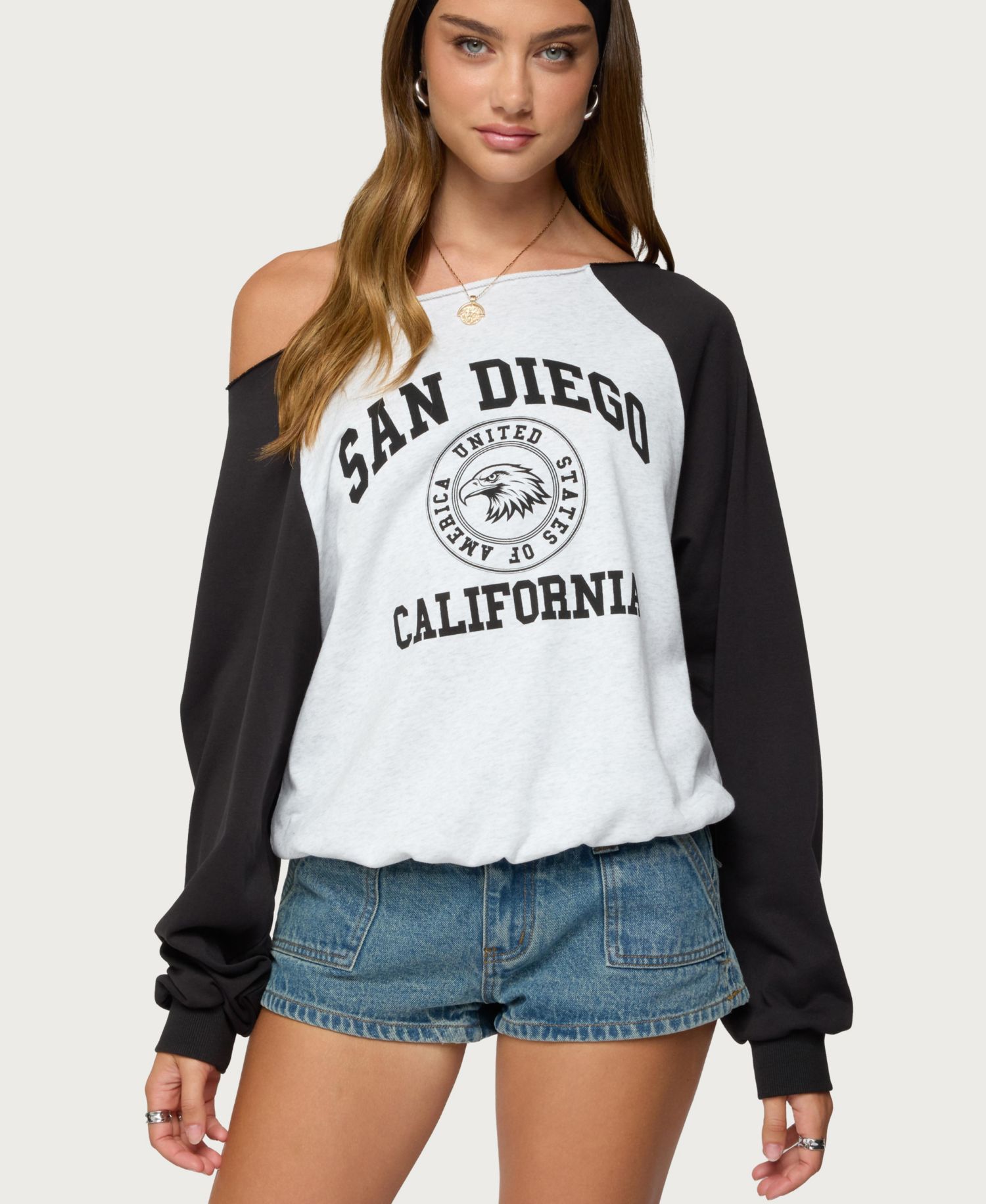 Women's San Diego Off Shoulder Raglan Sweatshirt